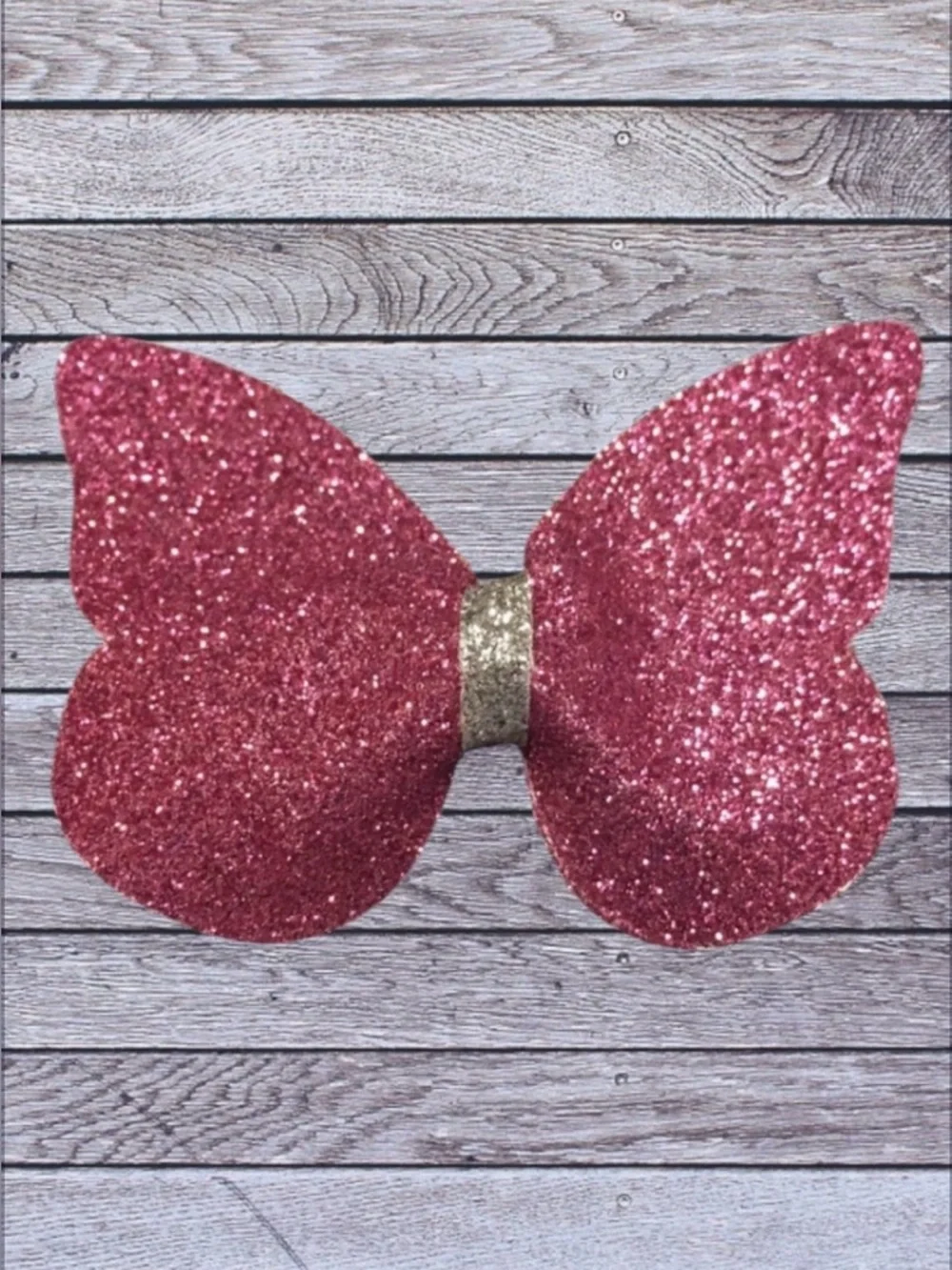 NEW pink faux leather butterfly hair clip